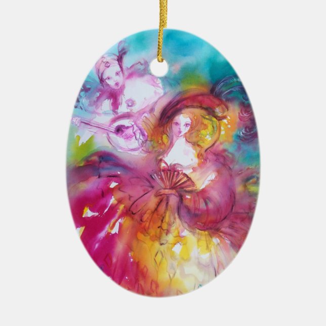 PIERROT OCH ARLECCHINA / RONDO IN LAGOON JULGRANSPRYDNAD KERAMIK (Framsidan)