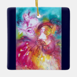 PIERROT OCH ARLECCHINA/TREDJE MASK JULGRANSPRYDNAD KERAMIK