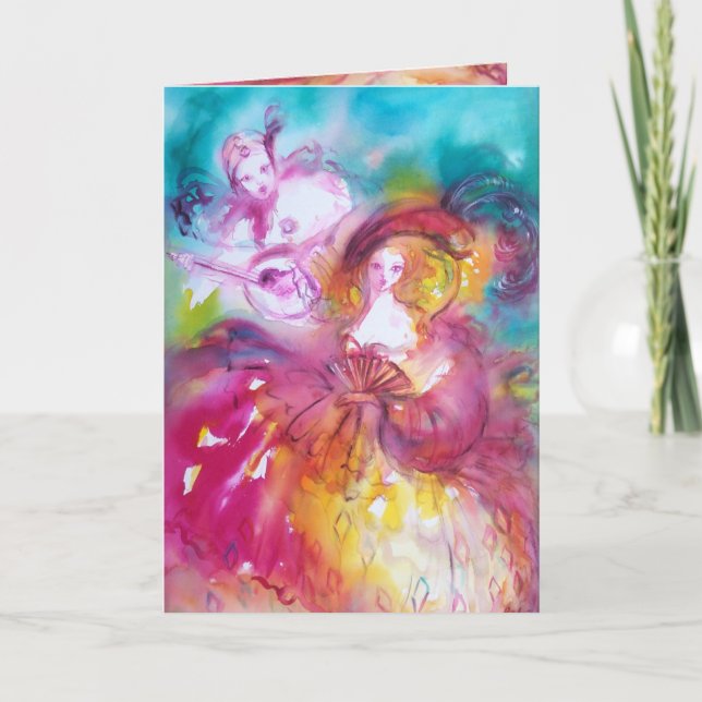 PIERROT OCH ARLECCHINA Valentine Day Helgkort (Framsida)