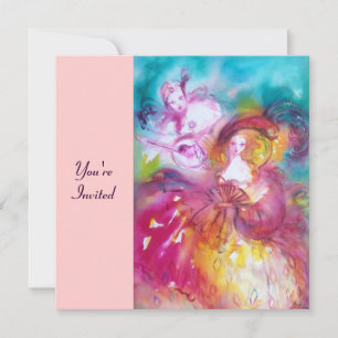 PIERROT OCH ARLECCHINA Venetian Carnival Inbjudningar