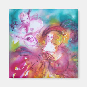 PIERROT OCH ARLECCHINA Venetian Carnival Magnet