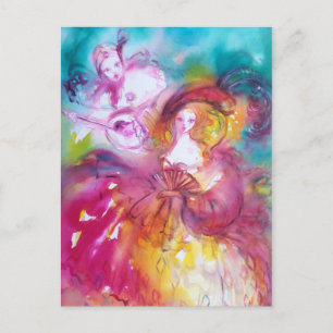 PIERROT OCH ARLECCHINA Venetian Carnival Vykort