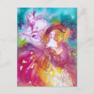 PIERROT OCH ARLECCHINA/Venetian maskerad Inbjudan Vykort