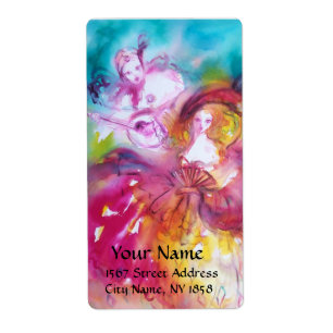 PIERROT OCH ARLECCHINA Venetian Masqueramasker Fraktsedel