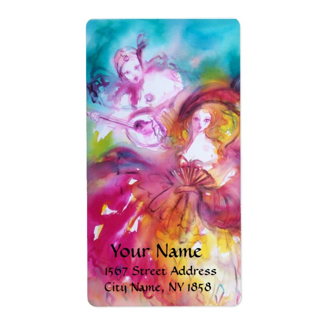 PIERROT OCH ARLECCHINA Venetian Masqueramasker Fraktsedel (Framsidan)