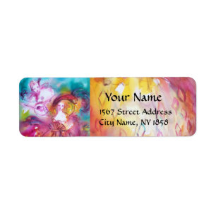 PIERROT OCH ARLECCHINA Venetian Masqueramasker Returadress Etikett