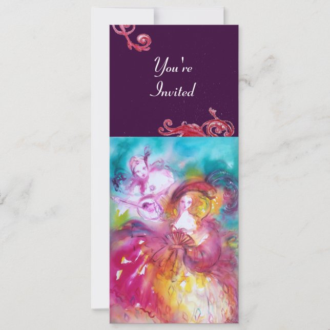 PIERROT OCH ARLECCHINA Venetiansk karneval, Inbjudningar (Framsida)