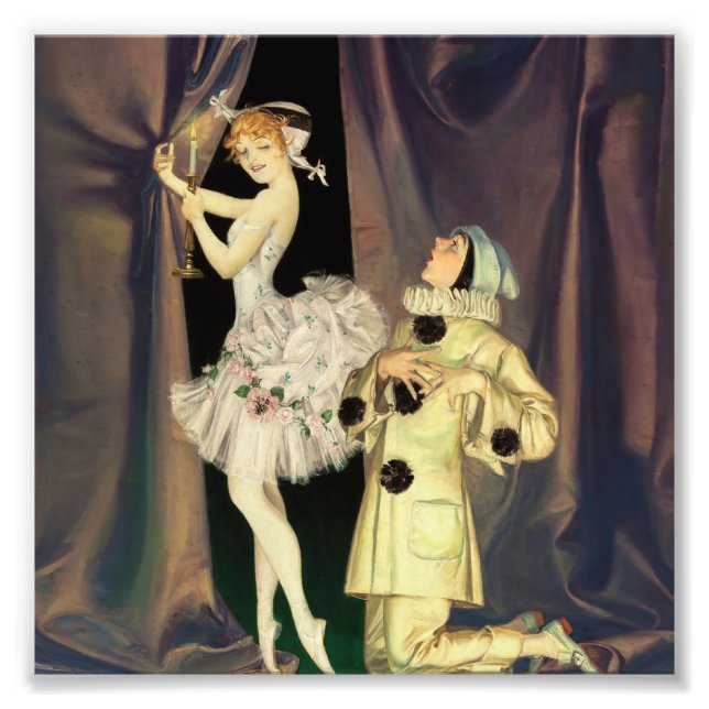 “Pierrot och Columbine” av FX Leyendecker Fototryck (Framsidan)