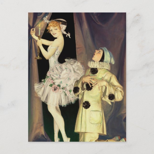 “Pierrot och Columbine” av FX Leyendecker Vykort (Framsida)