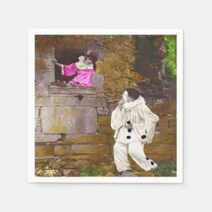 Pierrot och Columbine Cocktail Napkin Pappersservett