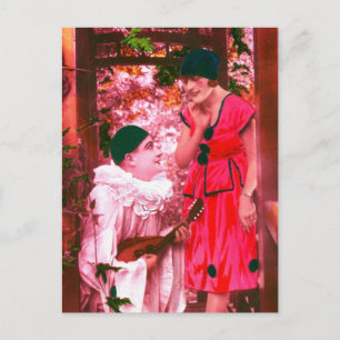 Pierrot och Columbine Vykort