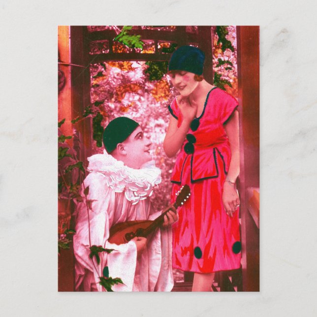 Pierrot och Columbine Vykort (Framsida)