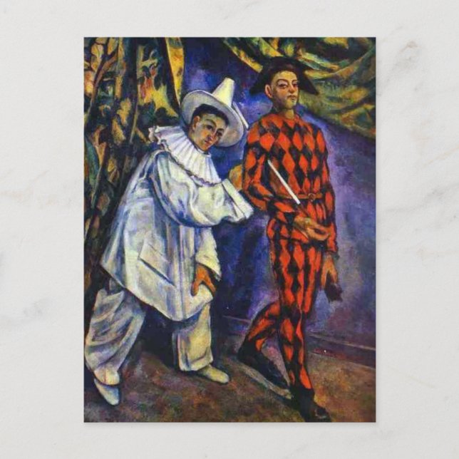 Pierrot och Harlequin av Paul Cezanne Postcard Vykort (Framsida)