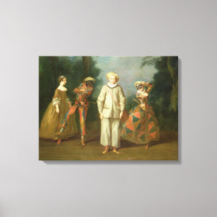 Pierrot och Harlequin Canvastryck