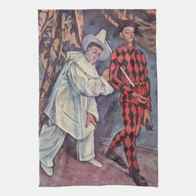 Pierrot och Harlequin Kökshandduk (Vertikal)