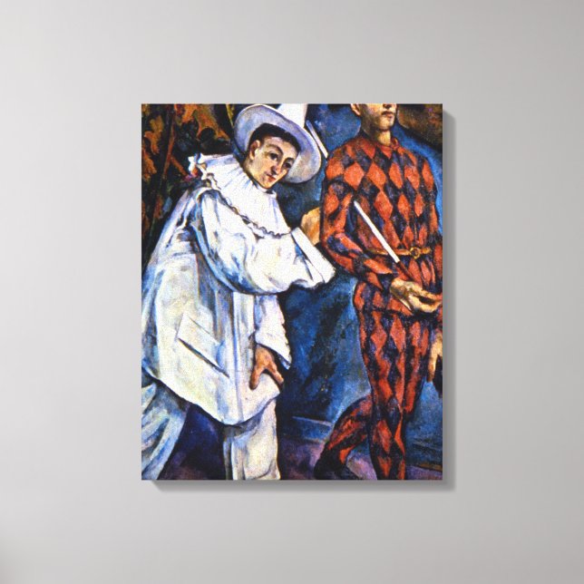 Pierrot och Harlequin, Mardi Gras av Paul Cezanne Canvastryck (Framsida)