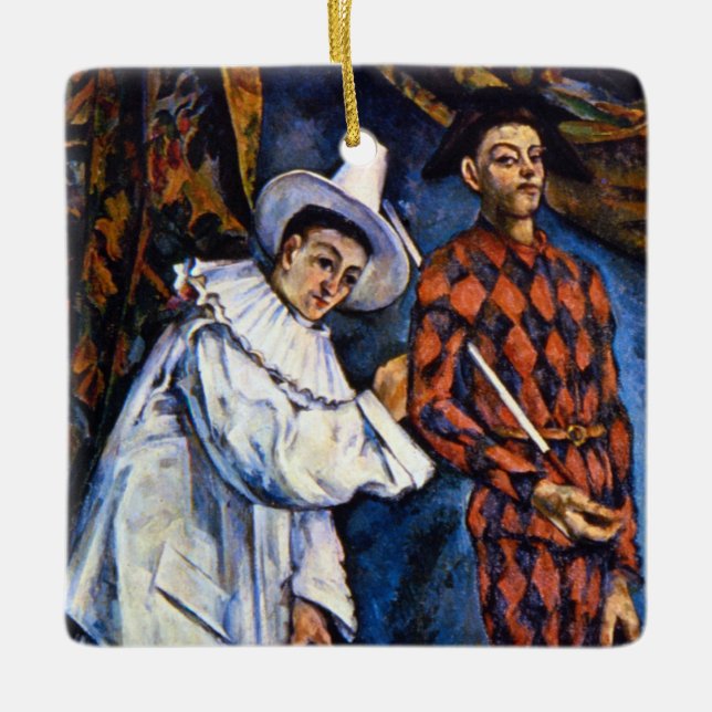 Pierrot och Harlequin, Mardi Gras av Paul Cezanne Julgransprydnad Keramik (Framsida)