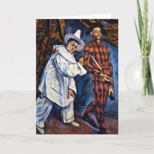 Pierrot och Harlequin, Mardi Gras av Paul Cezanne Kort