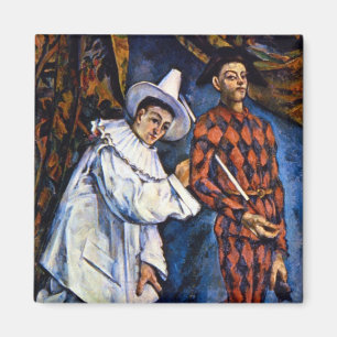 Pierrot och Harlequin, Mardi Gras av Paul Cezanne Magnet