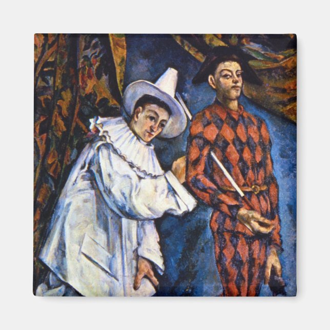 Pierrot och Harlequin, Mardi Gras av Paul Cezanne Magnet (Framsidan)