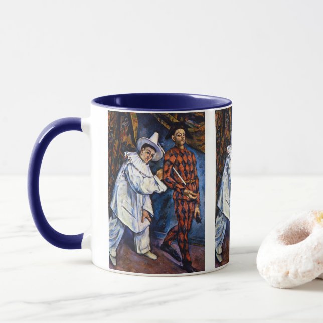 Pierrot och Harlequin, Mardi Gras av Paul Cezanne Mugg (Med munk)