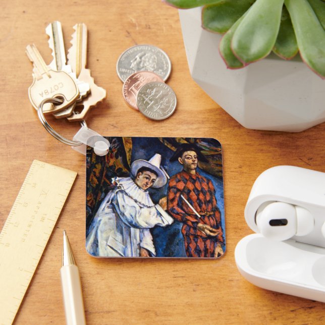 Pierrot och Harlequin, Mardi Gras av Paul Cezanne Nyckelring (Skrivbord)