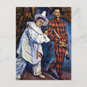 Pierrot och Harlequin, Mardi Gras av Paul Cezanne Vykort