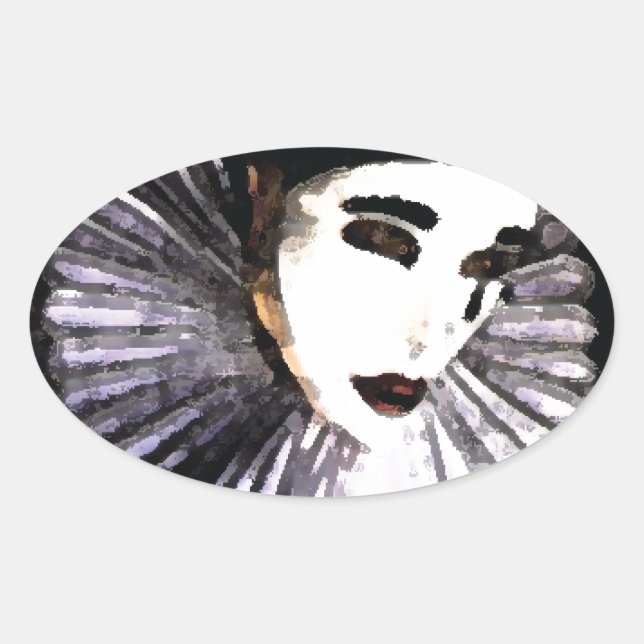Pierrot Ovalt Klistermärke (Framsida)
