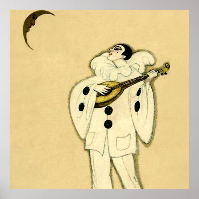 Pierrot serenerar en halvmåne av Sophia Chiost Poster (Framsidan)