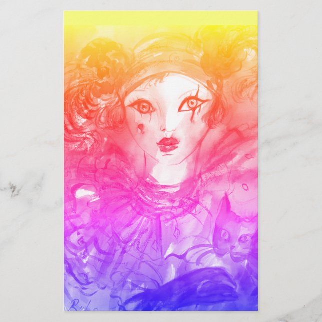 PIERROT WITH CAT/Mardi Gras MasqueraParty Brevpapper (Framsida)