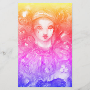 PIERROT WITH CAT/Mardi Gras MasqueraParty Brevpapper