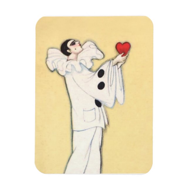 Pierrot With Red Heart av Sophia Chiostri Magnet (Vertikal)