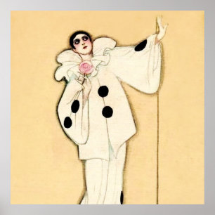 Pierrot With Rosa ros av Sophia Chiostri Poster