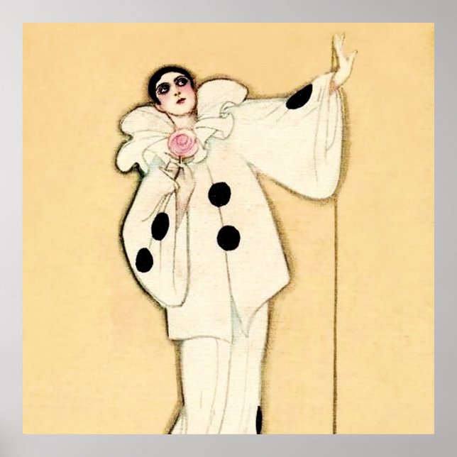 Pierrot With Rosa ros av Sophia Chiostri Poster (Framsidan)