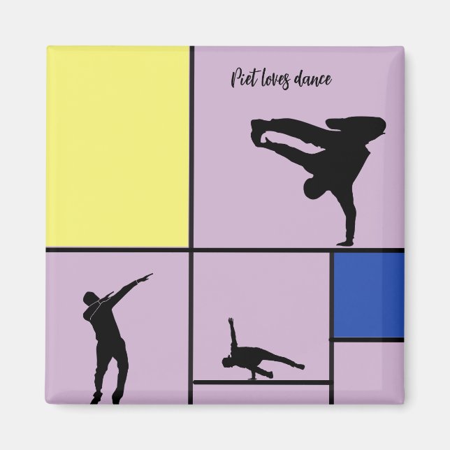 Piet Kärlek Dance Mondrian Street Hiphop Stil Magnet (Framsidan)