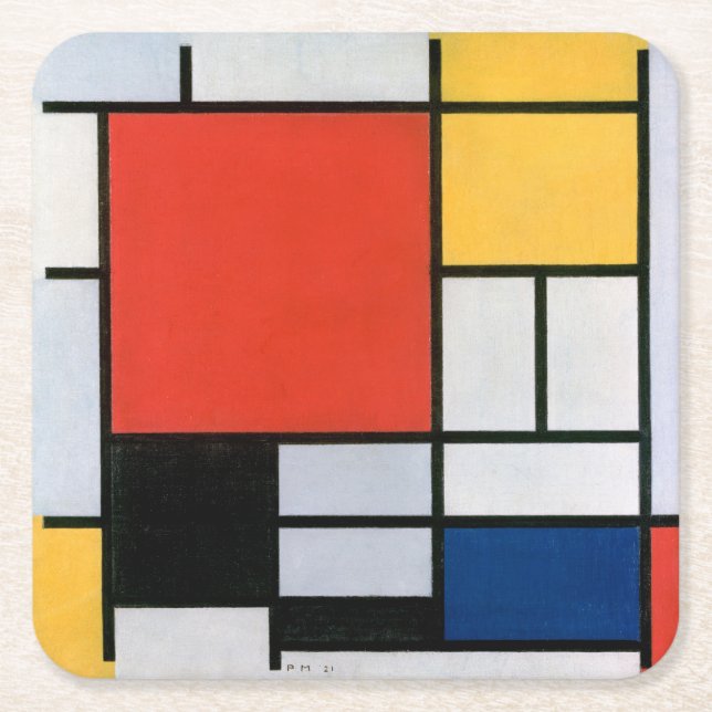 Piet Mondrian Abstrakt Underlägg Papper Kvadrat (Framsidan)