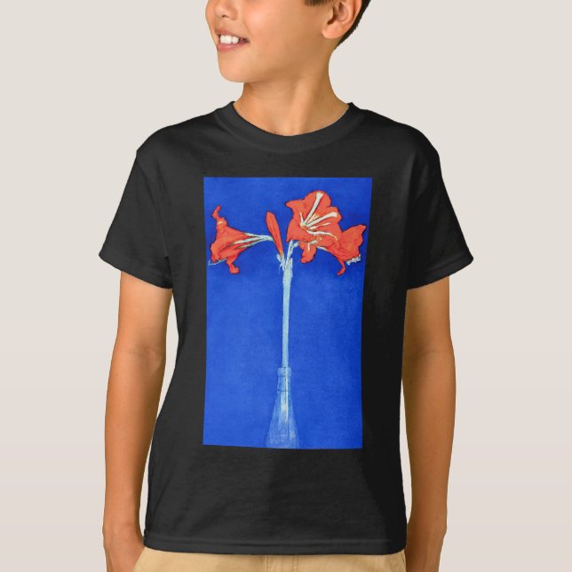Piet Mondrian - Amaryllis Fina Konst Blomster Måln Tee Shirt (Framsida)