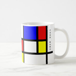 Piet Mondrian Art Stil Modern Bright Lägg till Nam Kaffemugg