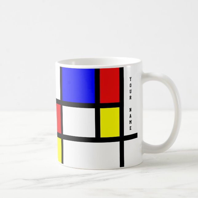 Piet Mondrian Art Stil Modern Bright Lägg till Nam Kaffemugg (Höger)