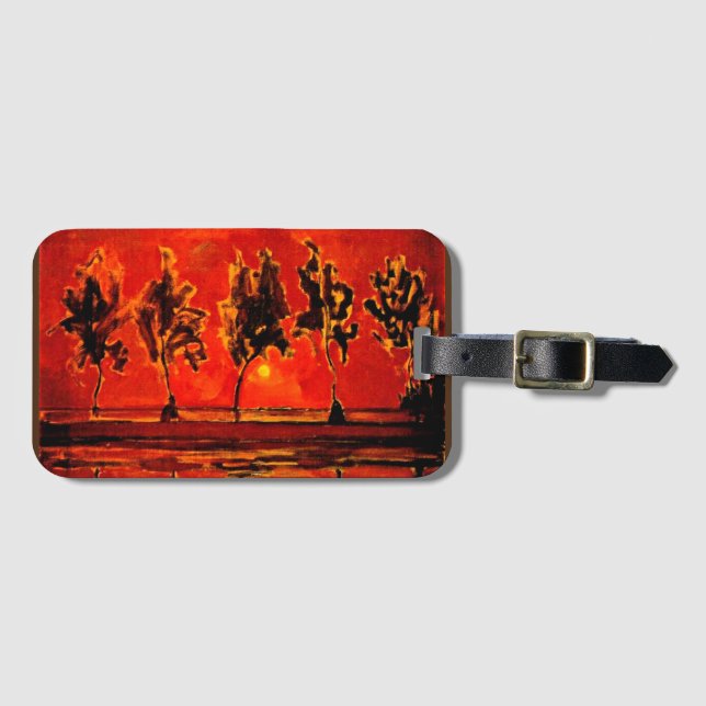 Piet Mondrian art, Träd av Geine i Moonrise Bagagebricka (Framsida horisontal)