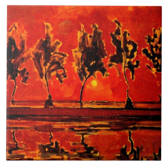 Piet Mondrian art, Träd av Geine i Moonrise Kakelplatta (Framsidan)