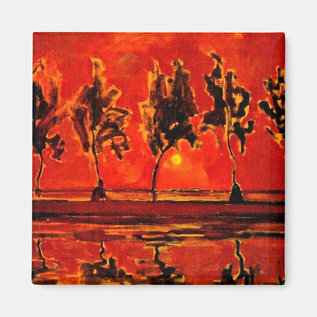 Piet Mondrian art, Träd från Geine i Moonrise Magnet (Framsidan)