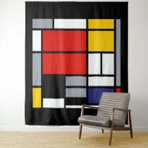 Piet Mondrian, blandning med stor röd Flygplan
