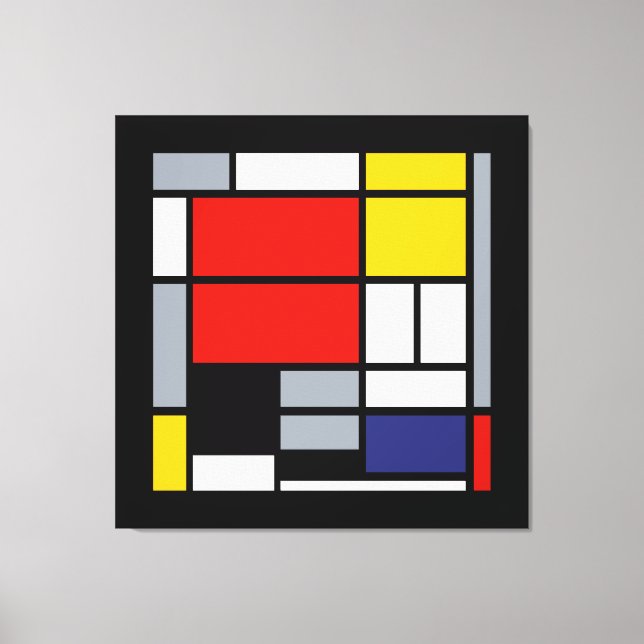 Piet Mondrian, blandning med stor röd Flygplan Canvastryck (Framsida)