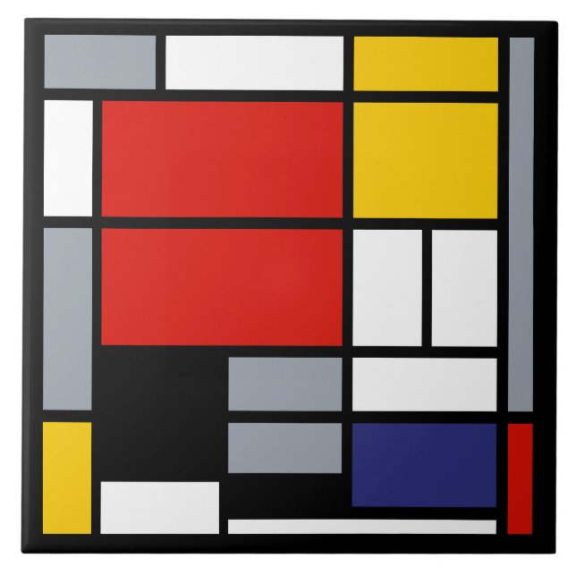 Piet Mondrian, blandning med stor röd Flygplan Kakelplatta (Framsidan)