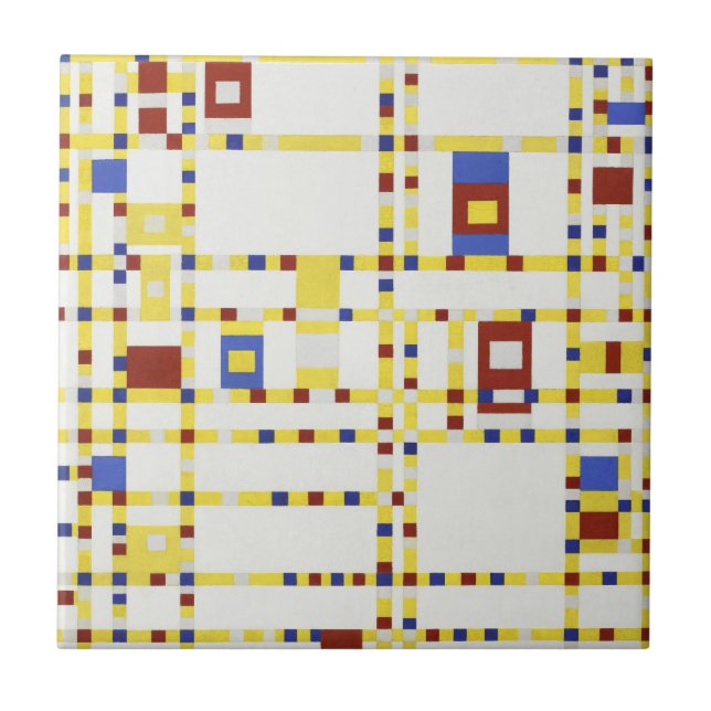 Piet Mondrian Broadway Boogie Woogie Abstrakt kons Kakelplatta (Framsidan)