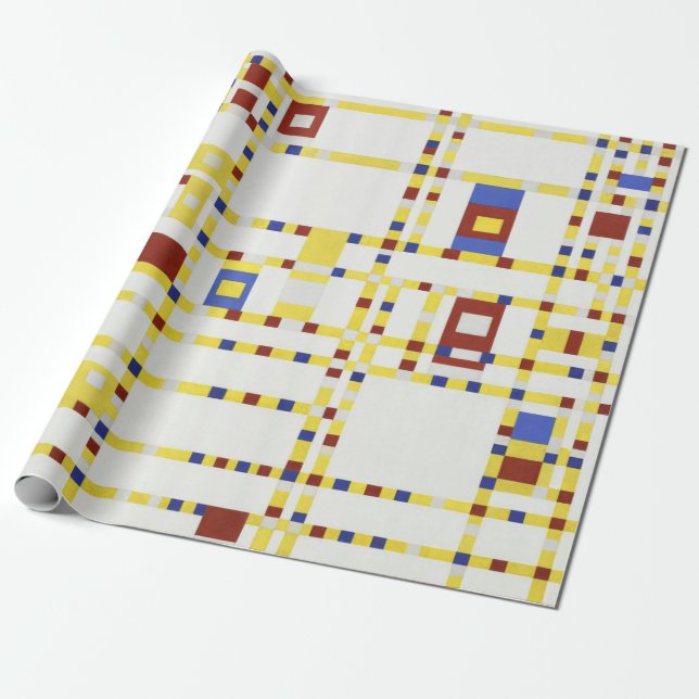 Piet Mondrian Broadway Boogie Woogie Abstrakt Kons Presentpapper (Utrullad)