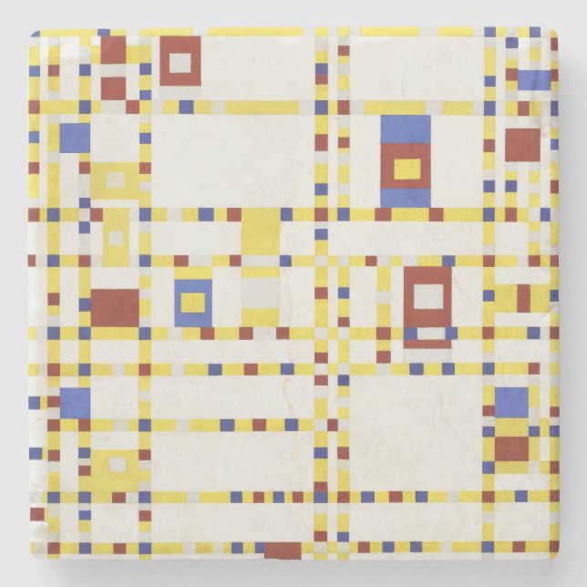 Piet Mondrian Broadway Boogie Woogie Abstrakt Kons Stenunderlägg (Framsidan)