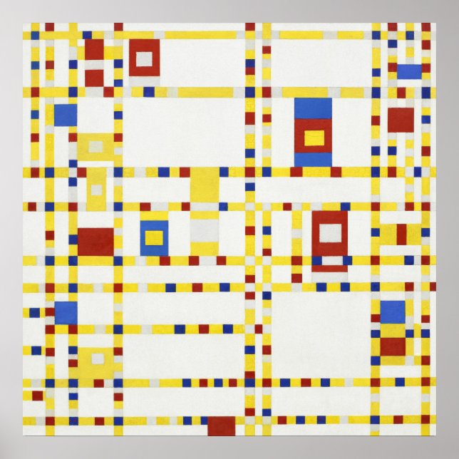 Piet Mondrian Broadway Boogie Woogie Berömd Paint Poster (Framsidan)