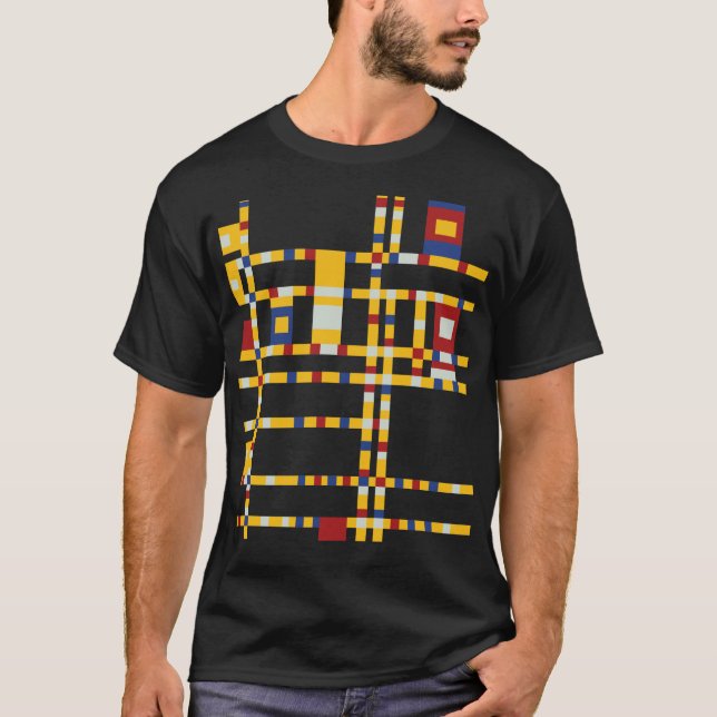 Piet Mondrian - Broadway Boogie Woogie Modern kons T Shirt (Framsida)